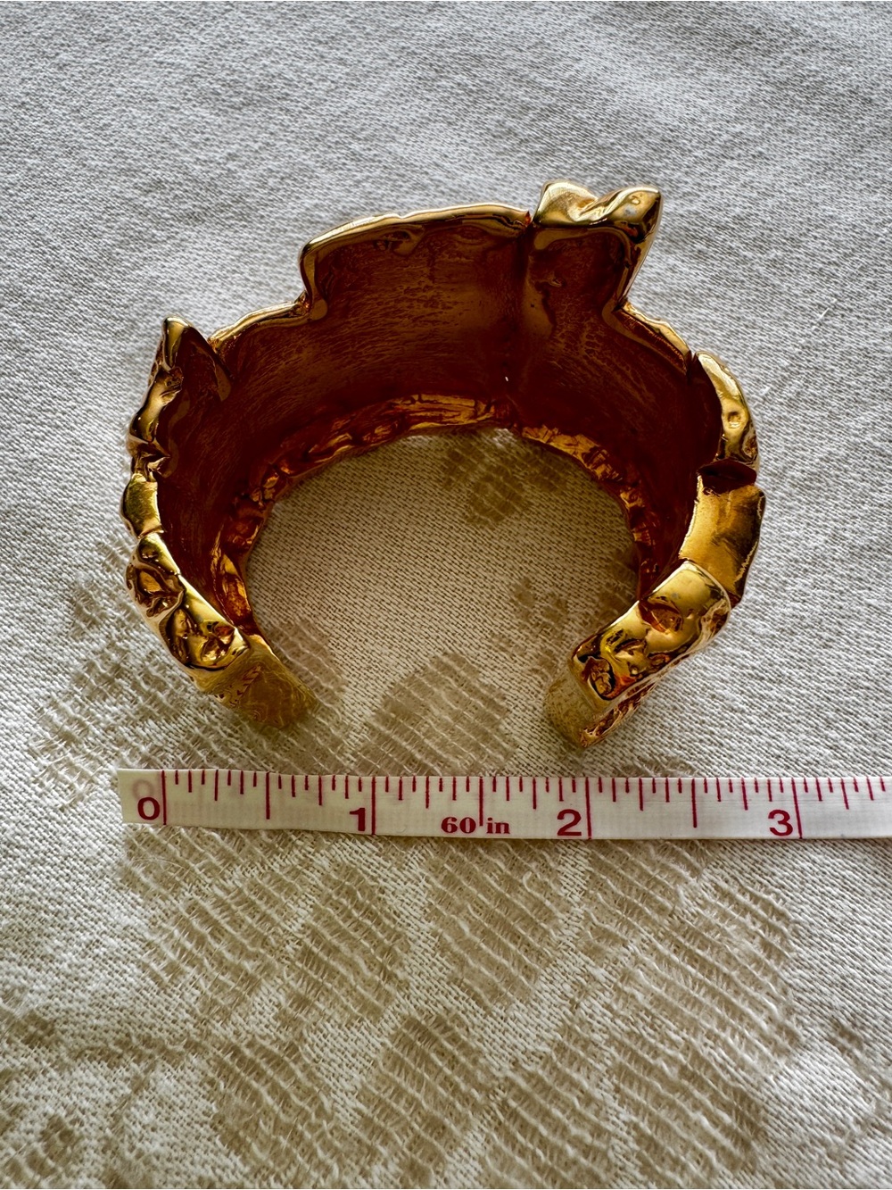 Vintage Textured Gold Cuff Bracelet - Picture 4 of 7